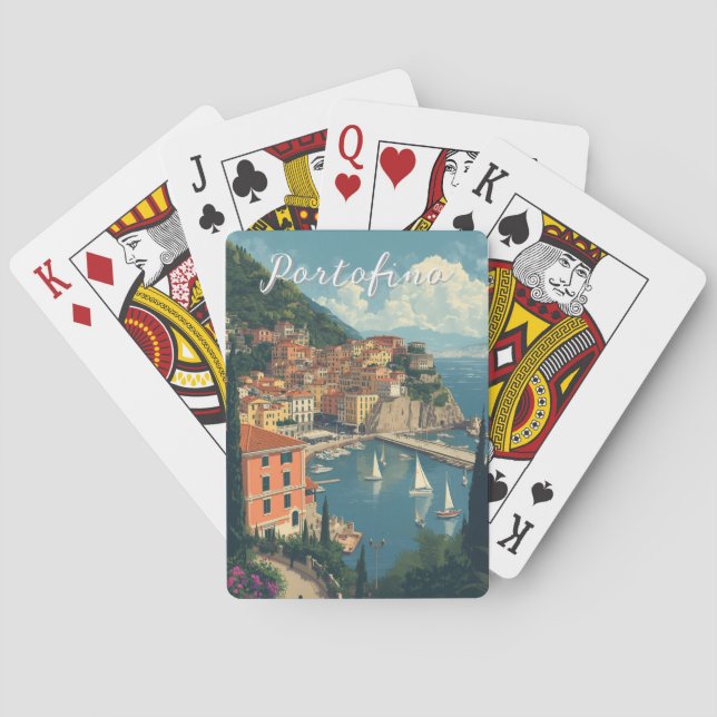 Vintage Style Portofino Genova Italy Playing Cards (Back)