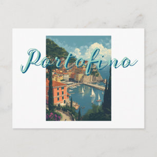 Vintage Style Portofino Genova Italy Postcard