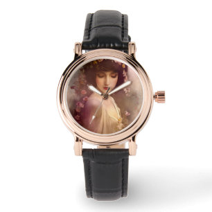 Vintage Style Portrait of Beautiful Floral Woman Watch