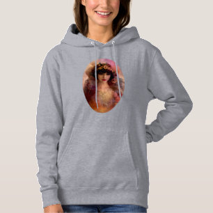 Vintage Style Portrait of Beautiful Woman in Pink Hoodie