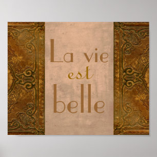 vintage style poster French quote in sepia tones