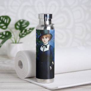 Vintage Style Pretty Dark Academy Girl Portrait Water Bottle