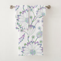 Vintage Style Purple Green Blue Floral Pattern