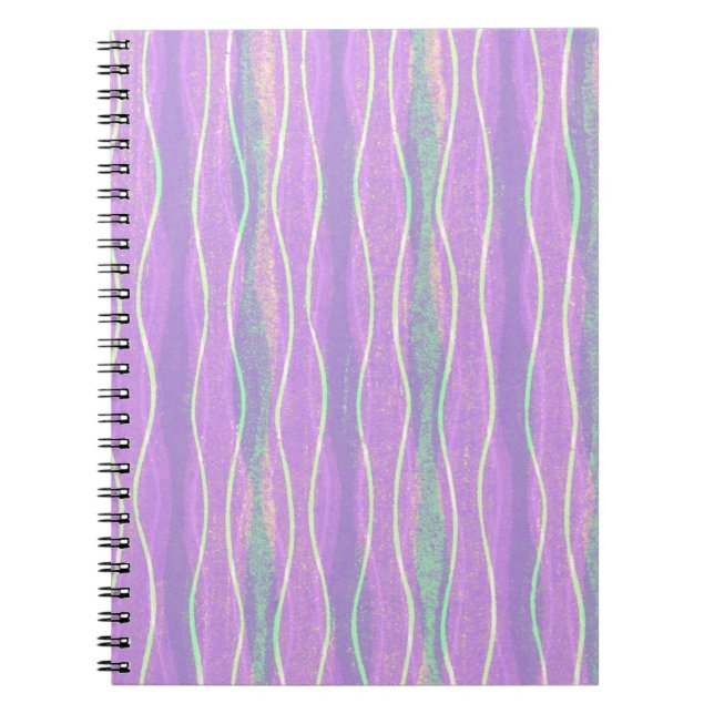 Vintage Style Purple Stripe Spiral Notebook (Front)