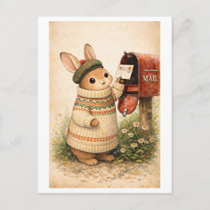 Vintage-Style Rabbit Mailing Postcard