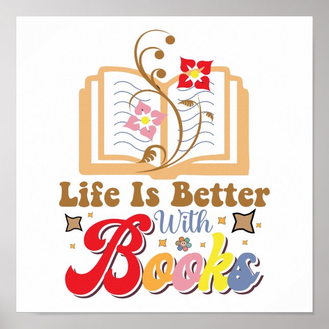 Vintage Style Reading & Library Graphic Poster (Front)