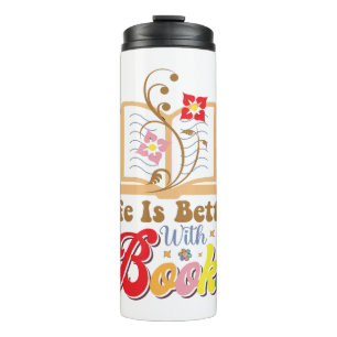 Vintage Style Reading & Library Graphic Thermal Tumbler