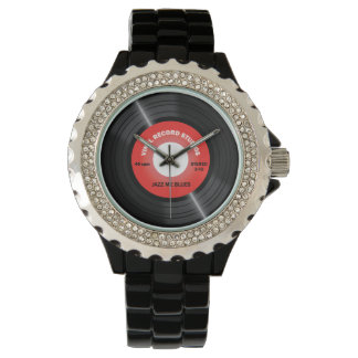 Vintage Style Red 45 rpm Vinyl Record Watch Retro