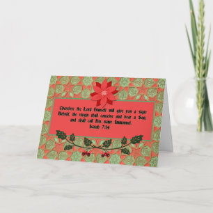 Vintage Style Red Decor Bible Verse Christmas Card