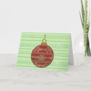 Vintage Style Red Green Christmas Ornament Card