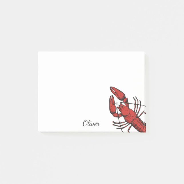 Vintage style red lobster design post-it notes (Front)