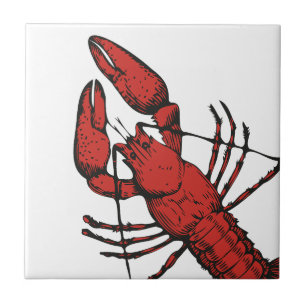 Vintage style red lobster design tile