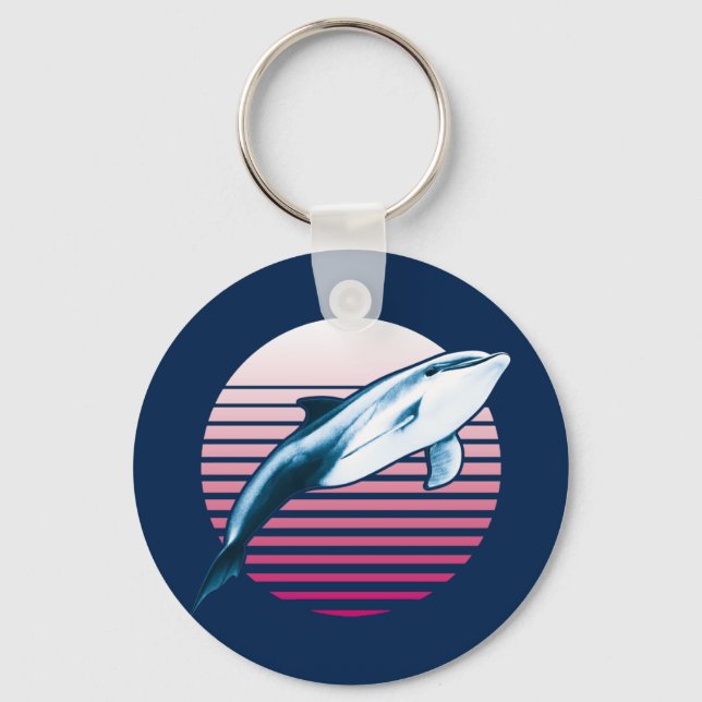 Vintage Style Retro Dolphin Keychain (Front)
