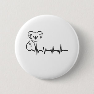 Vintage Style Retro Heartbeat Koala Animals Gift 2 Inch Round Button