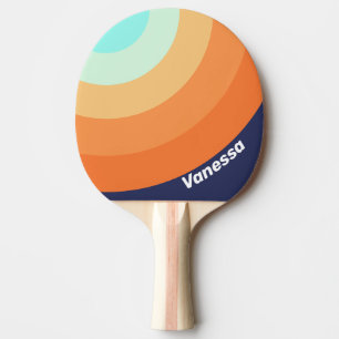 Vintage Style Retro Smooth Circle Stripe with Name Ping Pong Paddle