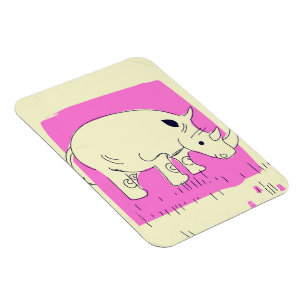 Vintage style Rhino cartoon Magnet