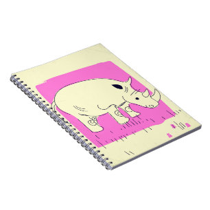 Vintage style Rhino cartoon Notebook