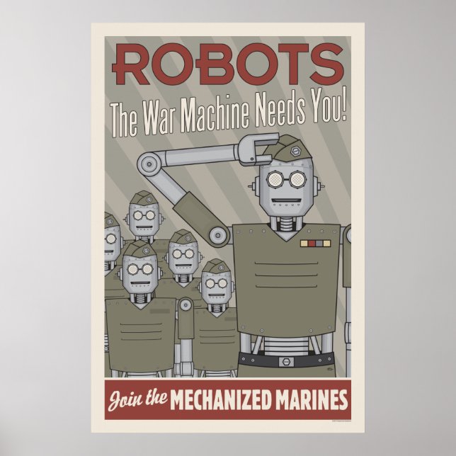 Vintage Style Robot Military Propaganda Poster (Front)