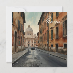 Vintage Style Rome Italian Travel Watercolor Card