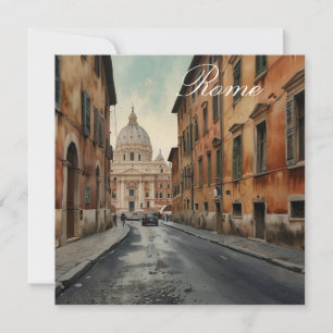 Vintage Style Rome Italian Travel Watercolor Holiday Card