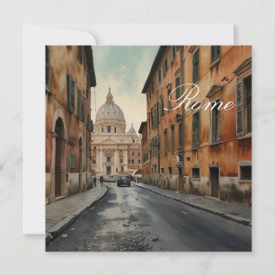 Vintage Style Rome Italian Travel Watercolor Holiday Card