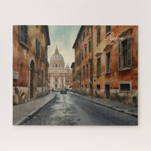 Vintage Style Rome Italian Travel Watercolor Jigsaw Puzzle