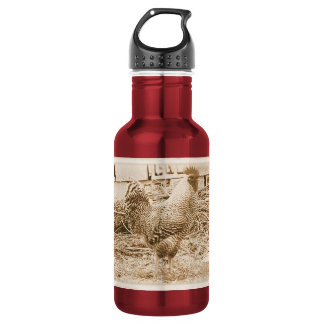 Vintage Style Rooster Photograph 532 Ml Water Bottle (Front)