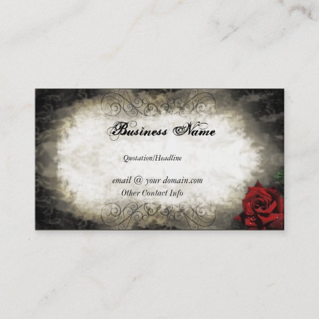 Vintage Style Rose Business Card (Front)