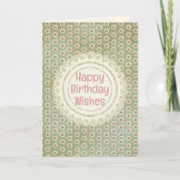 Vintage Style Rose Doily Green Damask Birthday