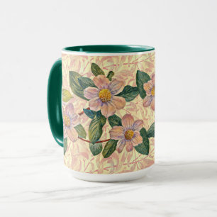 Vintage Style Rose Flowers Illustrated Art Mug Cup