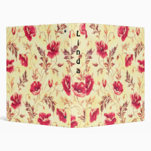Vintage Style Rose Flowers Personal Study Notebook Binder