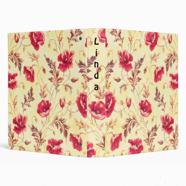 Vintage Style Rose Flowers Personal Study Notebook Binder (Background)