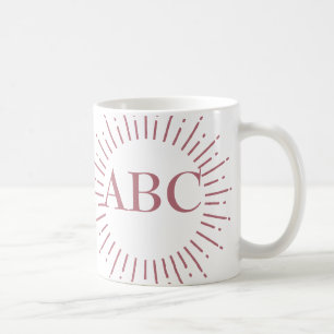 Vintage Style Rose Gold Sunburst  Custom Monogram Coffee Mug