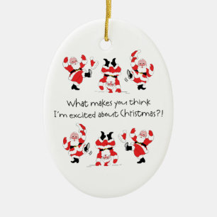 Vintage Style Santa Claus Excited About Christmas Ceramic Ornament