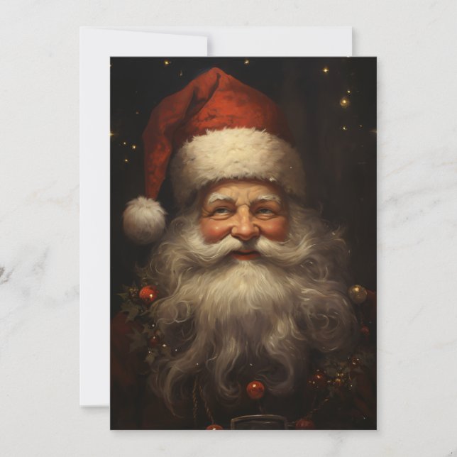 Vintage Style Santa Claus Holiday Card (Front)