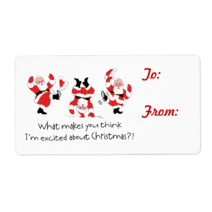 Vintage Style Santa Excited Christmas Gift Label