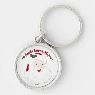 Vintage Style Santa Loves Me! Keychain