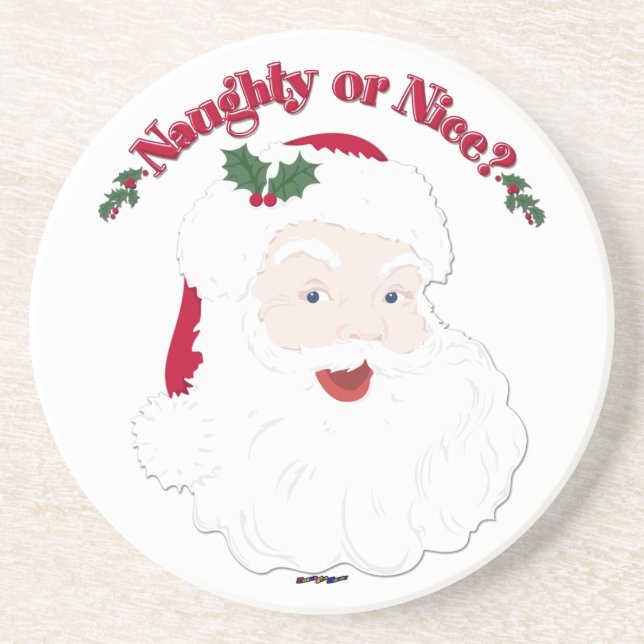 Vintage Style Santa Naughty or Nice? Coaster (Front)