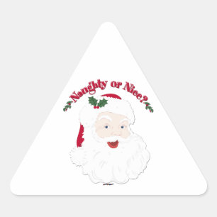 Vintage Style Santa Naughty or Nice? Triangle Sticker