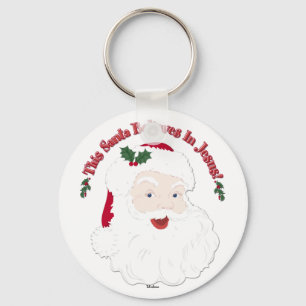 Vintage Style Santa This Santa Believes In Jesus Keychain
