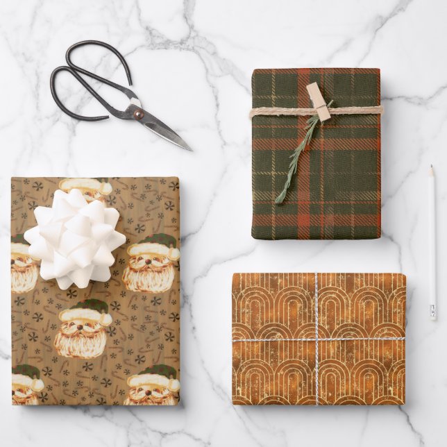 Vintage style Santa  Wrapping Paper Sheet (Front)