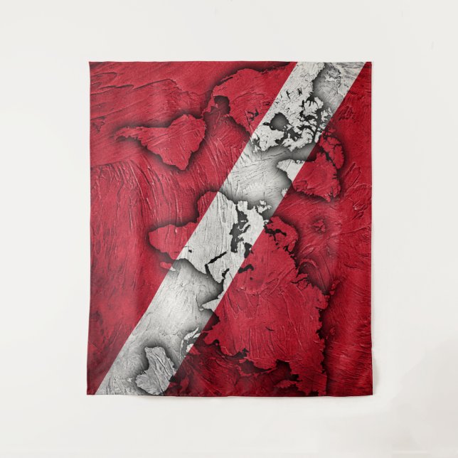 Vintage style scuba flag. Diver down flag Tapestry (Front)