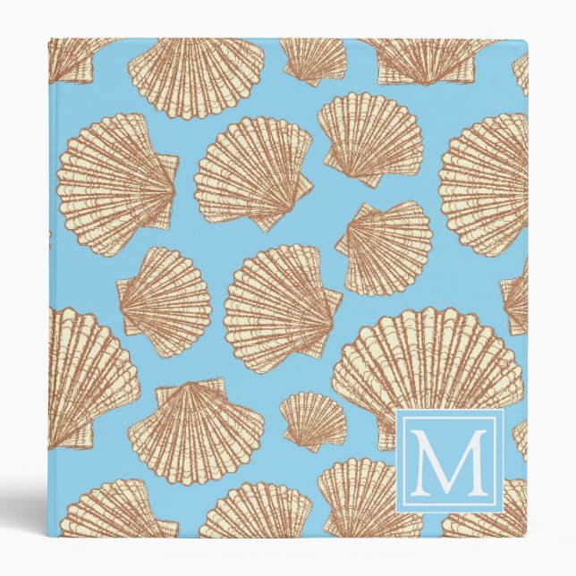 Vintage Style Seashell Pattern | Add Your Initial Binder (Front)