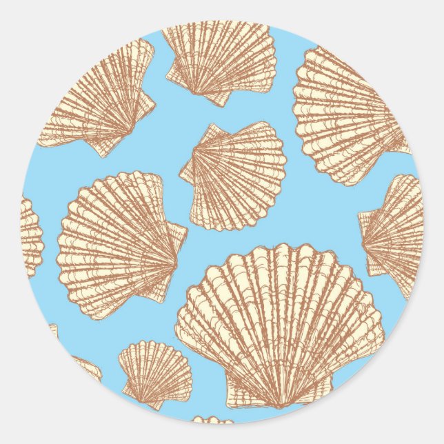 Vintage Style Seashell Pattern Classic Round Sticker (Front)