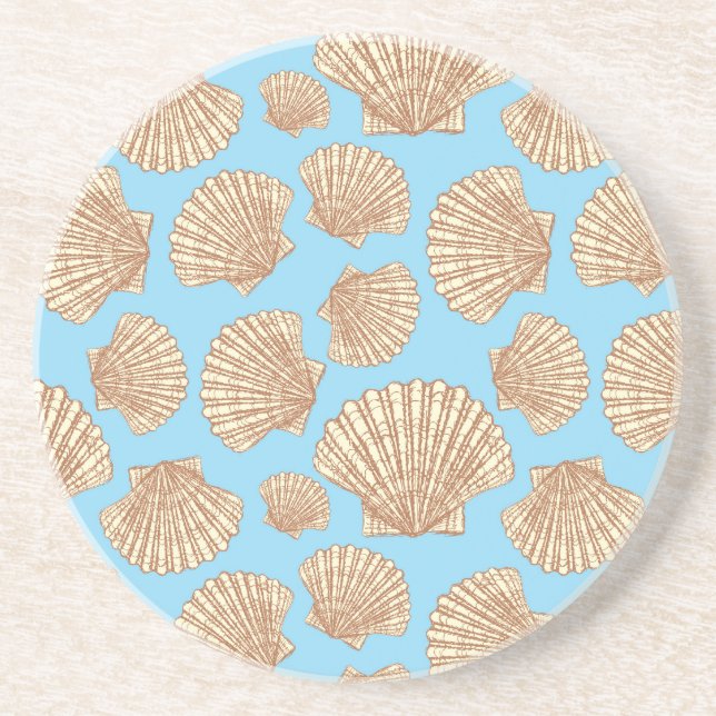 Vintage Style Seashell Pattern Coaster (Front)