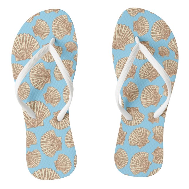 Vintage Style Seashell Pattern Flip Flops (Footbed)