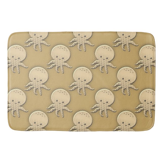 Vintage Style Sepia Baby Octopus Bath Mat (Front)