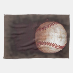 Vintage Style Sepia Baseball Artwork Kitchen Towel