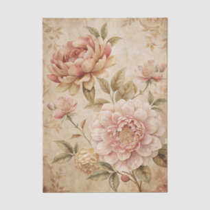 Vintage Style Shades of Pink Peonies Background Tissue Paper