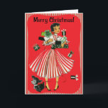 Vintage-Style Shopping Lady Christmas Card<br><div class="desc">This card will evoke images of simpler times,  which is in keeping with the Christmas holiday!</div>